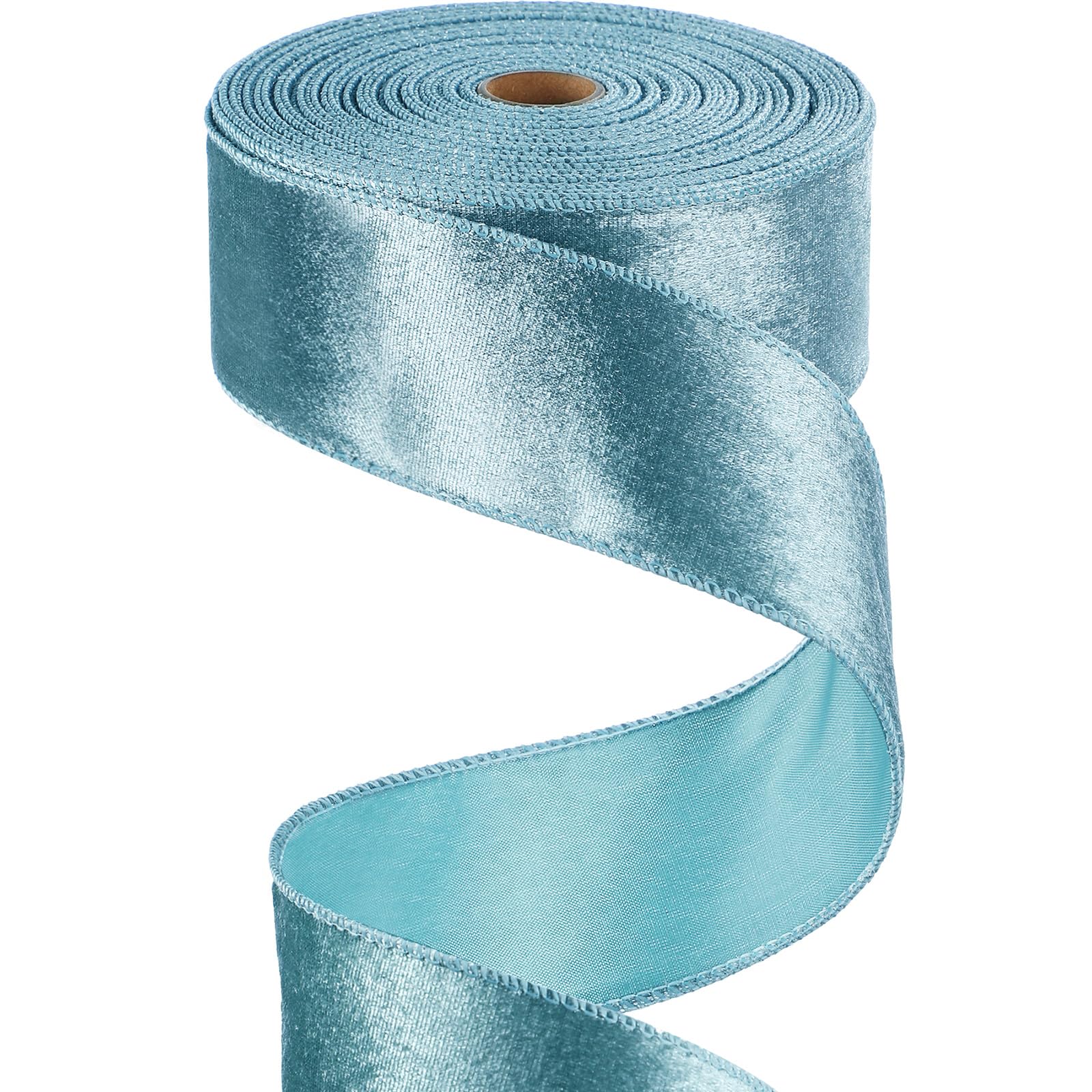 Chuangdi Samtbandspule, Vintage-Samtbänder für Geschenkverpackungen, Dekoration, Party, Hochzeit, Kunst, Handwerk, breites einseitiges Samtband, Schleifenherstellung (6,3 cm, 30 m, Graublau)