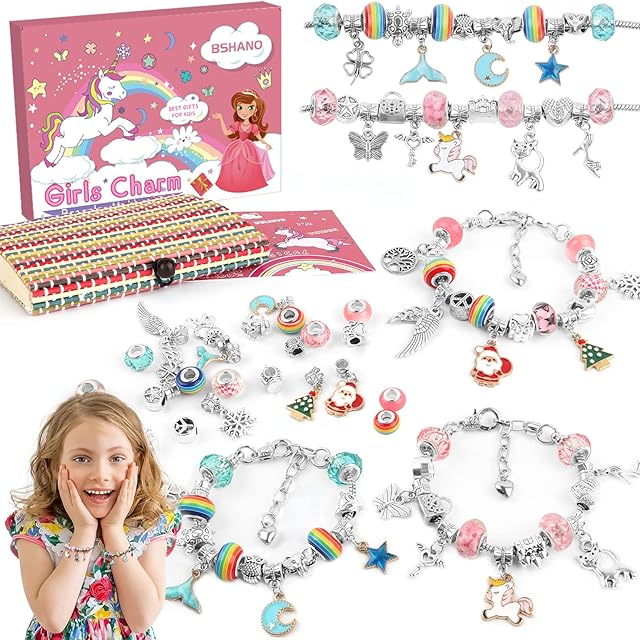 Unicorn Gifts for Girls Kids Toys - Toys Arts Crafts for Kids Age 7 8 9 10+ Year Old, Jewellery Bracelet Making Kit for Children Christmas Birthday Presents, Advent Calendar Stocking Fillers for Kids