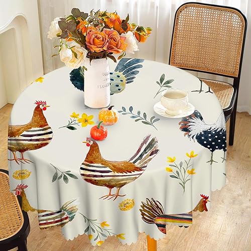Miniatura 196 de Mantel redondo bohemio de 60 pulgadas, mantel circular bohemio, resistente a las manchas, repelente al agua y sin arrugas, coloridos manteles Mantel