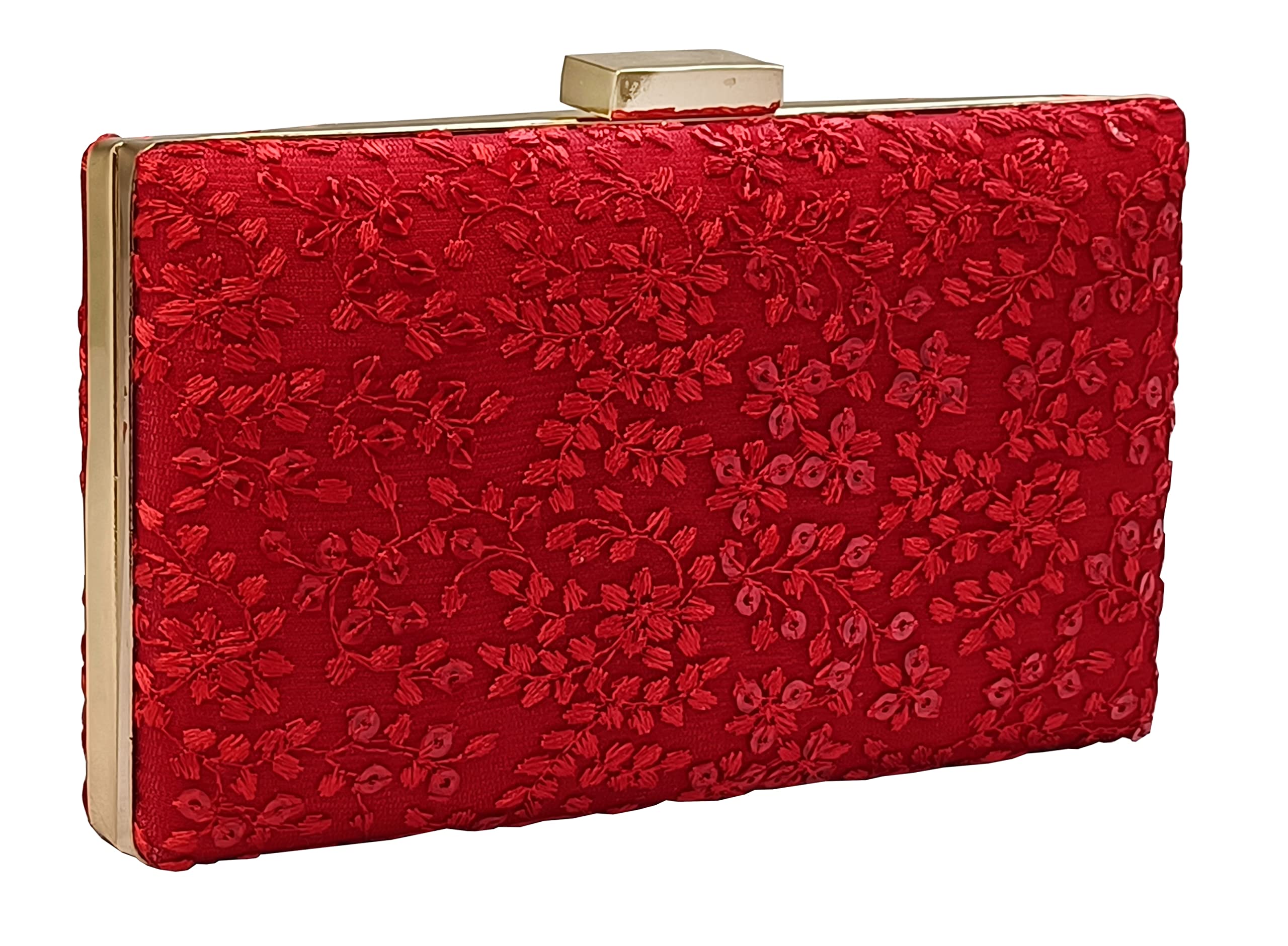 DUCHESS Women Pastel Red Floral Chikankari Embroidered Party Wedding Clutch (Red) (B0BYF2BW9V) Amazon Price History, Amazon Price Tracker
