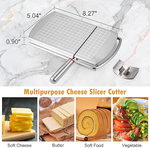 Miniatura 2 de Cortador de queso, tablero cortador de queso de acero inoxidable con hoja para bloque de queso, verduras, guillotina, jamón de salchicha Biltong