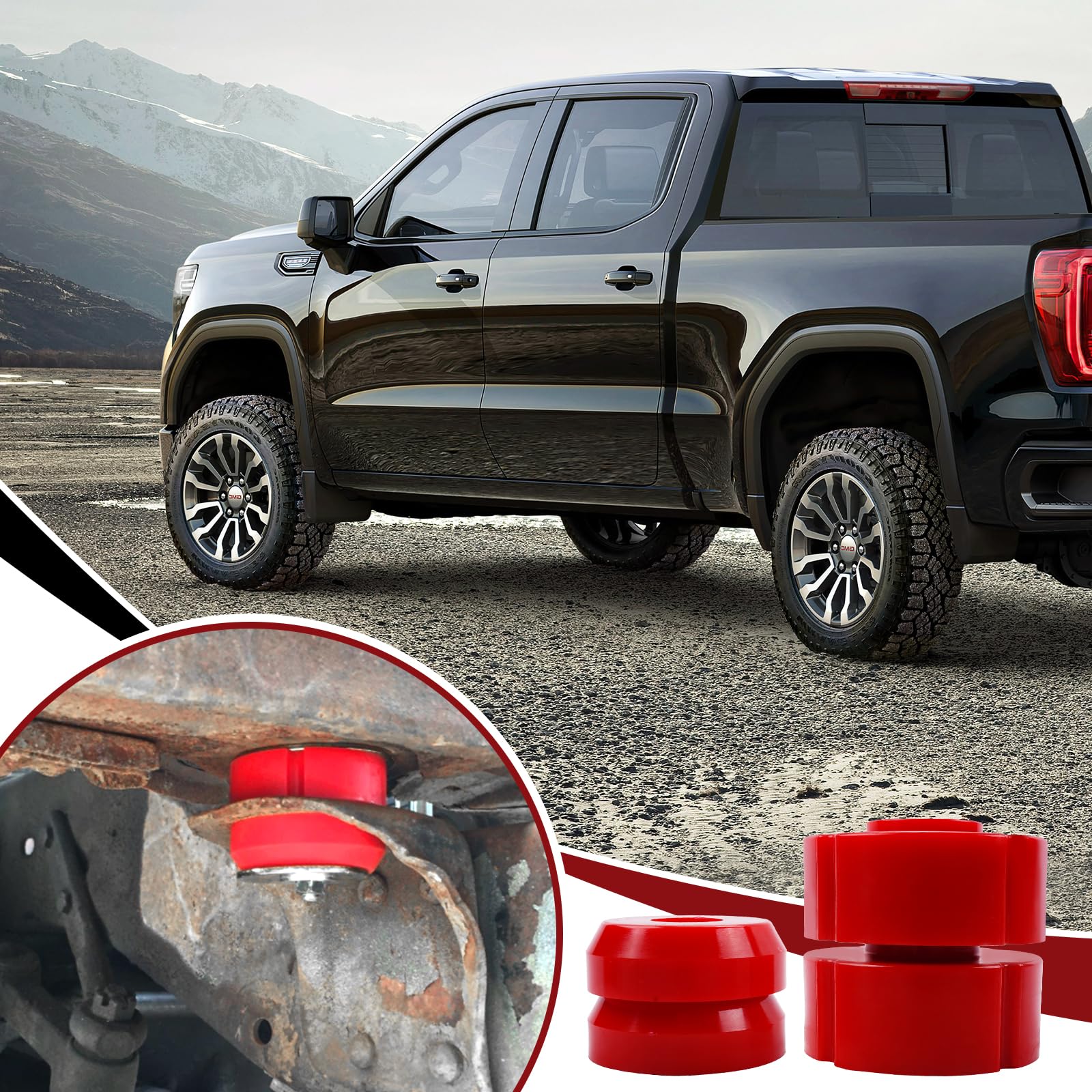 Chevy Pickup Cars And Trucks Prothane Red Body Mount Kit #7-108 For 1981-1988 Chevy/GMC C/K/R/V Series Pickup Trucks Chevy Truck Body Mount Kit