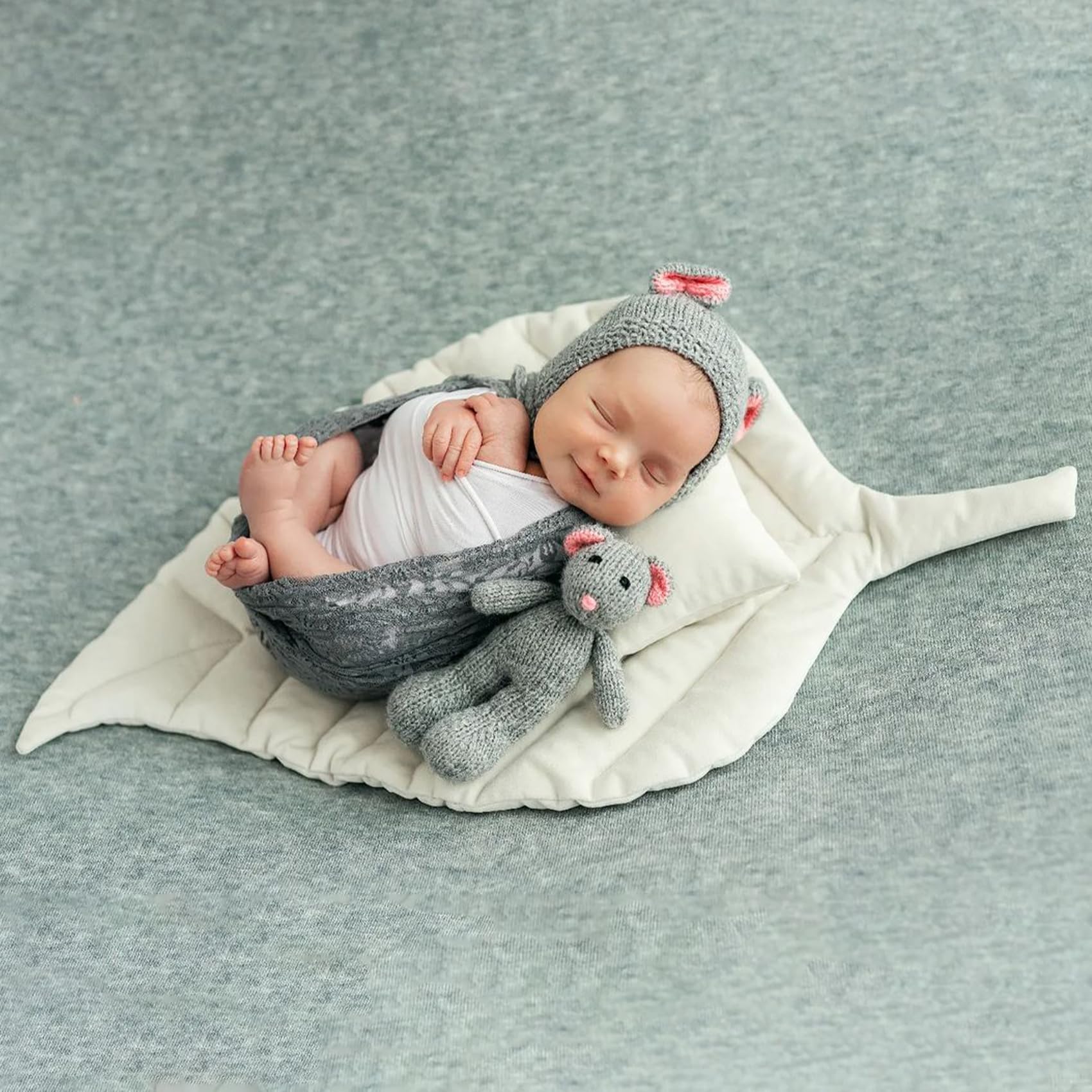 Ensemble de feuilles de coussin pour nouveau-né - Pour séance photo de bébé - Coussin de feuilles - Tapis de chambre d'enfant - Tapis de sol pour studio photo