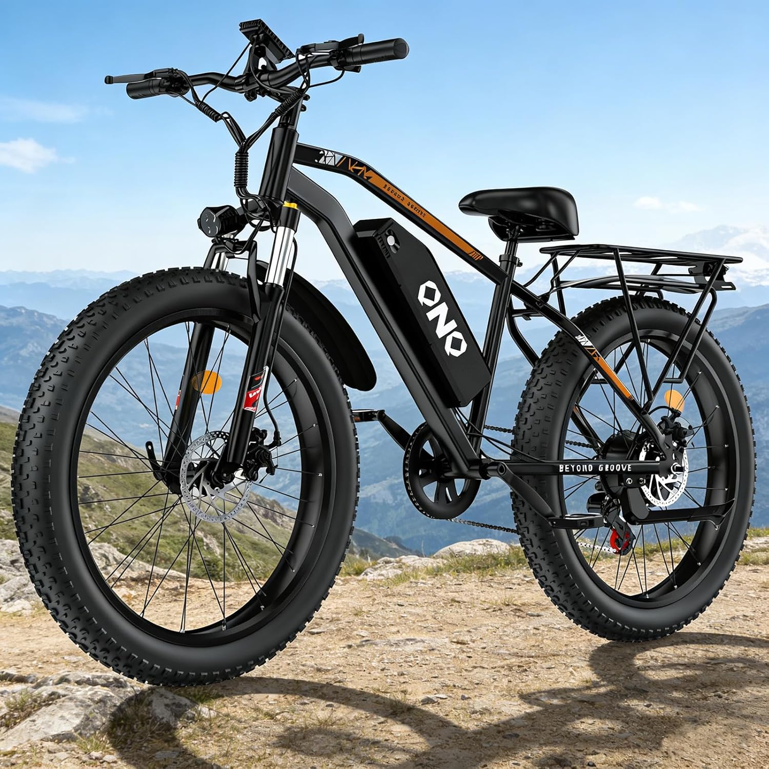 Fat Tire Electric Mountain Bike for Adults, 1500W Peak 48V 15Ah Removable Fast Charge Battery, 20MPH Max Speed & 60 Miles Range, 26"*4" All-Terrain Off-Road E-Bike w/ Lockable Suspension,7-Speed Gears