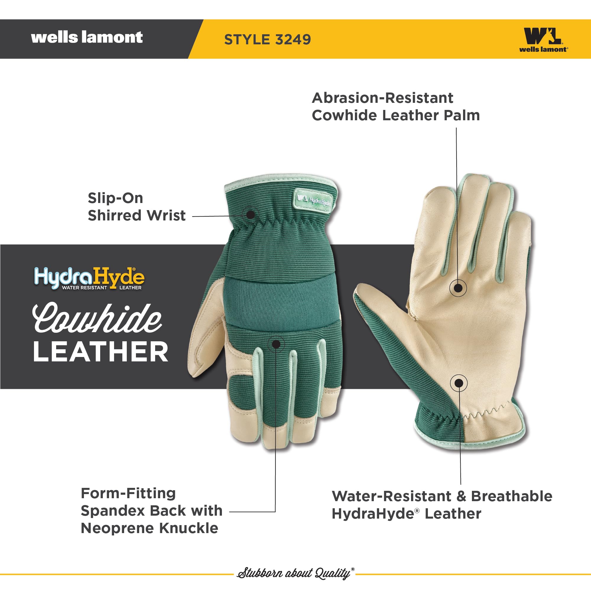 Wells Lamont Women's Work Gloves, Water-Resistant HydraHyde Gardening Gloves, Green, Small (3249S)