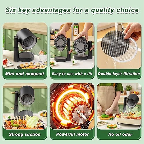 Miniatura 5 de Ventiladores de cocina portátiles para interior RV barbacoa, olla caliente, ventilador de escape de escritorio de cocina con 3 velocidades, altura
