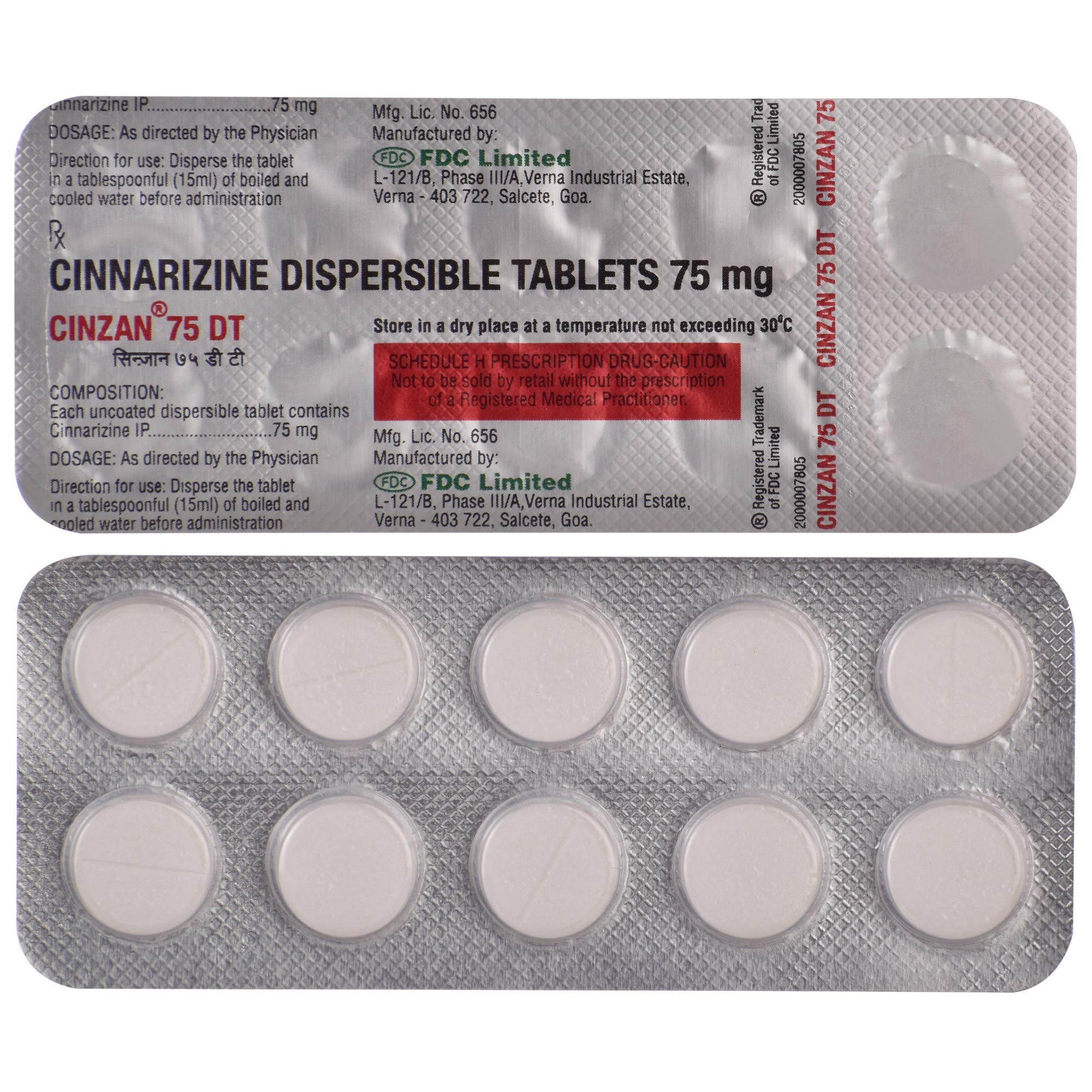 Cinzan 75 DT - Strip of 10 Tablets