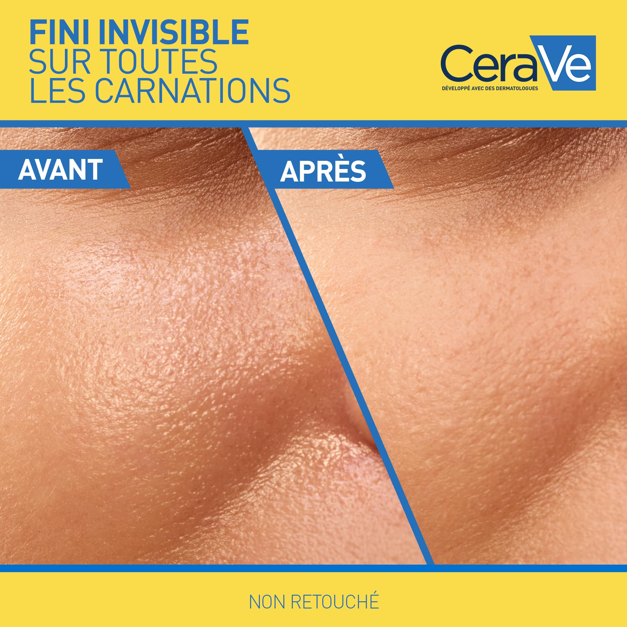 CeraVe, Invisible Dry Touch Fluid SPF 50+, Very High Sun Protection Face, Normal to Oily Skin, Mattifying 12H, No White Marks, Make-up Base, Niacinamide and Vitamin E - 5