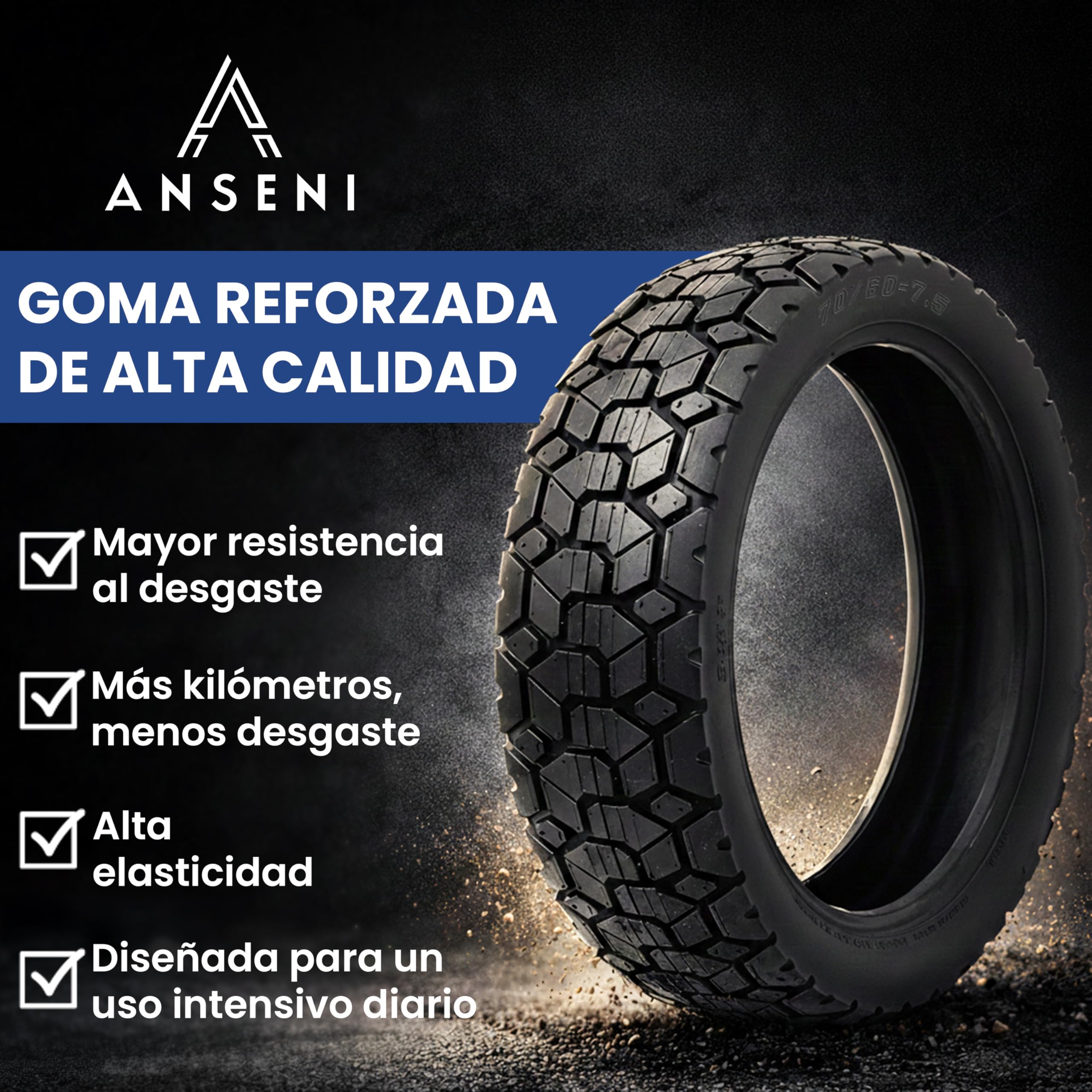 ANSENI Ruota copertura 70/60-7.5, pneumatico 11 pollici compatibile con monopattino elettrico Segway Ninebot ZT3 / ZT3 PRO / ZT3 PROE (1 ruota)
