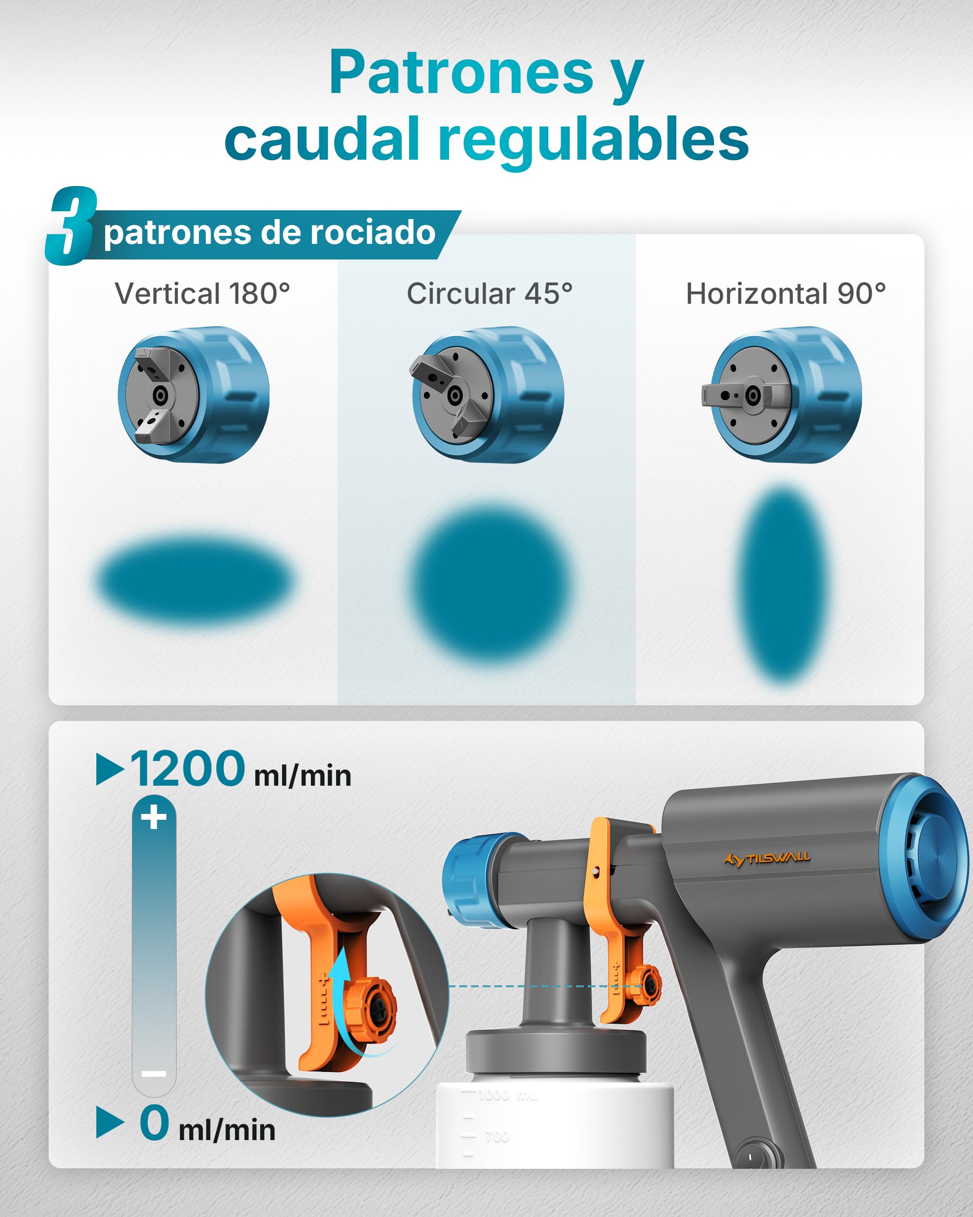 Tilswall Pistola Pintura Eléctrica Dreamer600 600W 1000ml Paredes y Techos