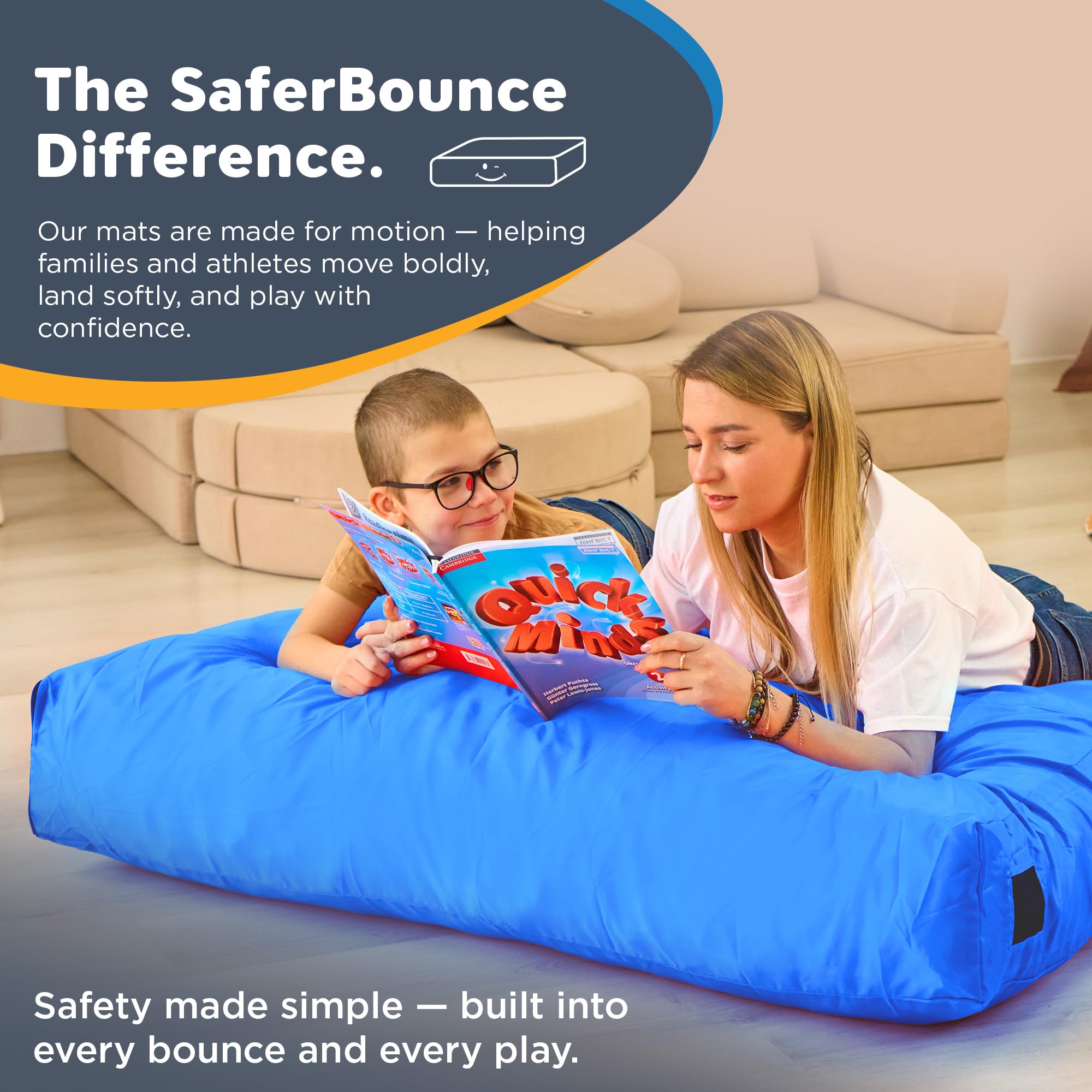 SaferBounce Sensory Crash Pad per Bambini | Grande 152 x 152 cm O 122 x 91 cm | Materasso Crash Autismo per Bambini | per Saltare & Giocare | Crashpad | Arrampicata & Ginnastica