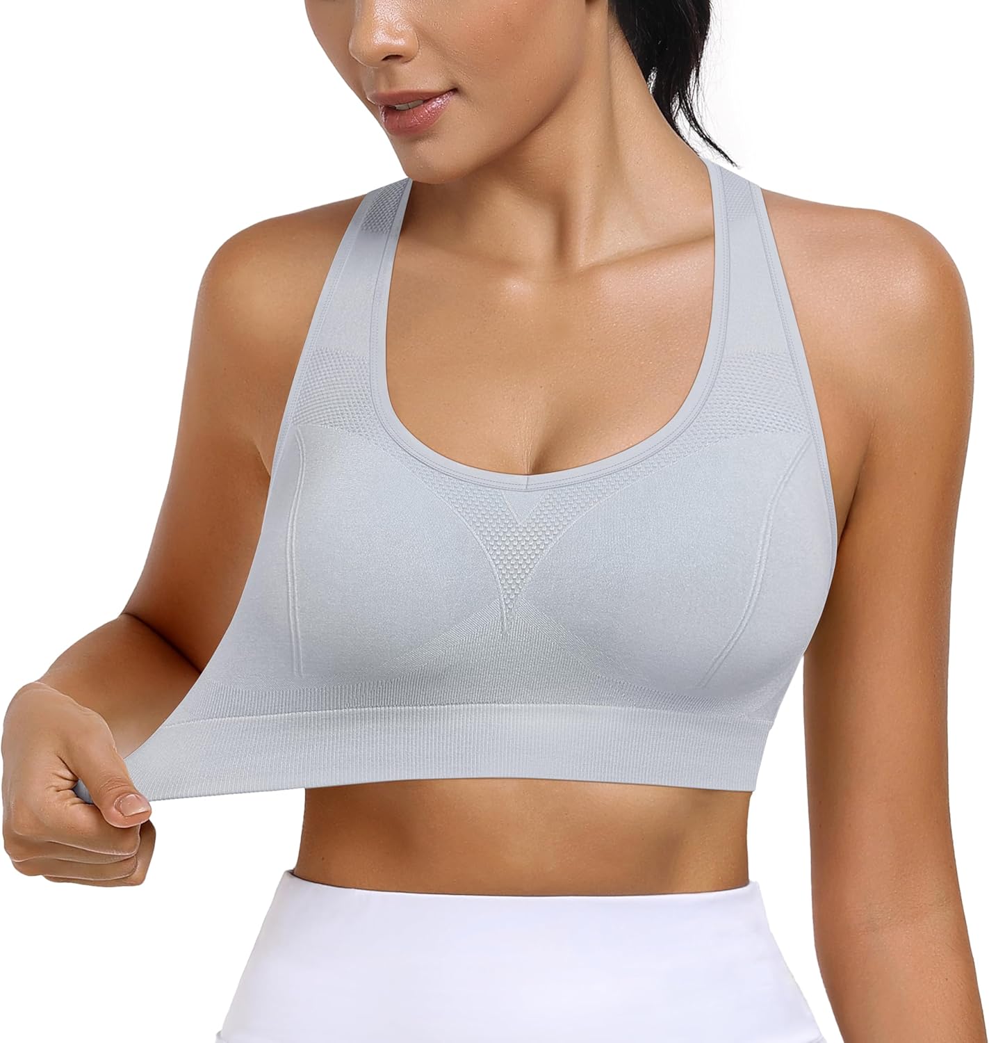 MIRITY Strappy Sports Bra for Women - Padded Seamless Support for Yoga Gym Workout Fitness Pack of 3 - Image 5