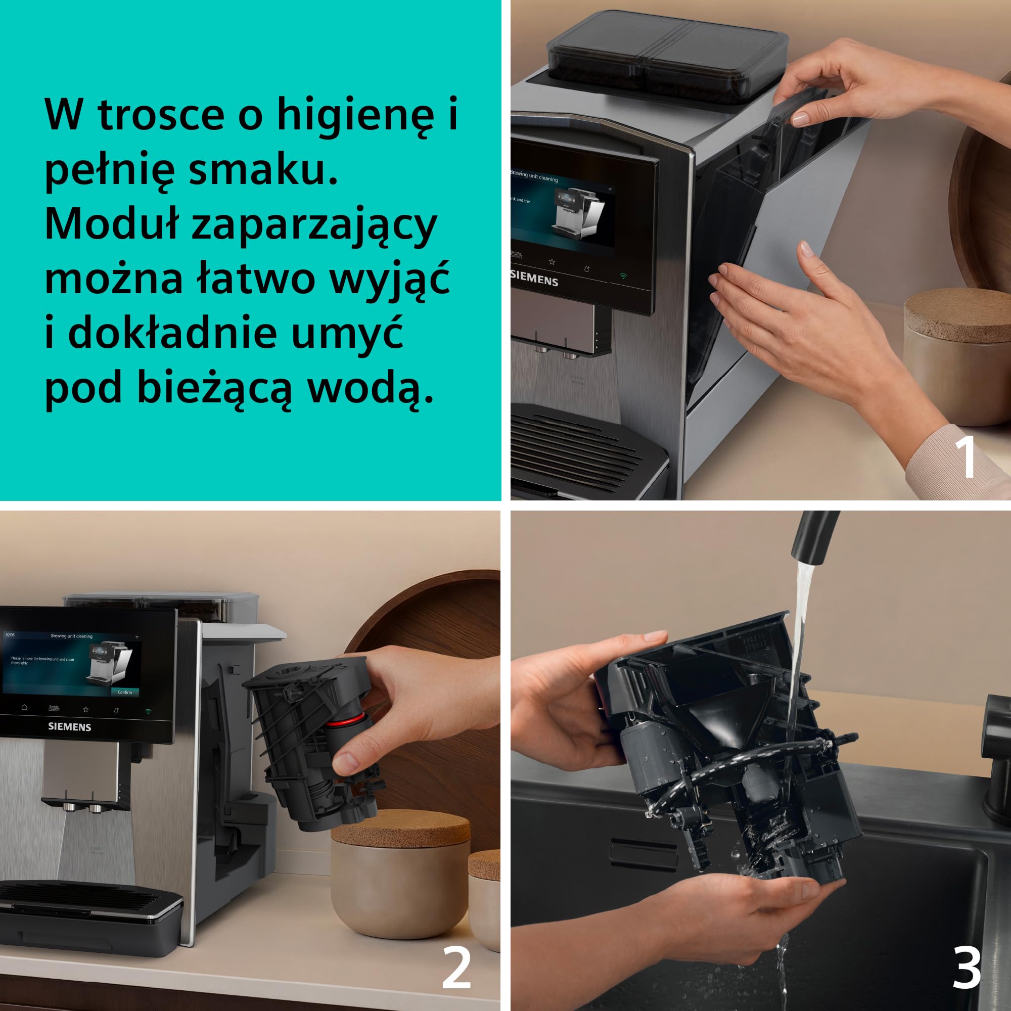 Siemens, automatyczny ekspres do espresso, EQ900 iAroma, spersonalizowane ustawienia smaku, precyzyjne mielenie, duży wyświetlacz, dwa pojemniki na ziarna, stal nierdzewna, TQ927E03