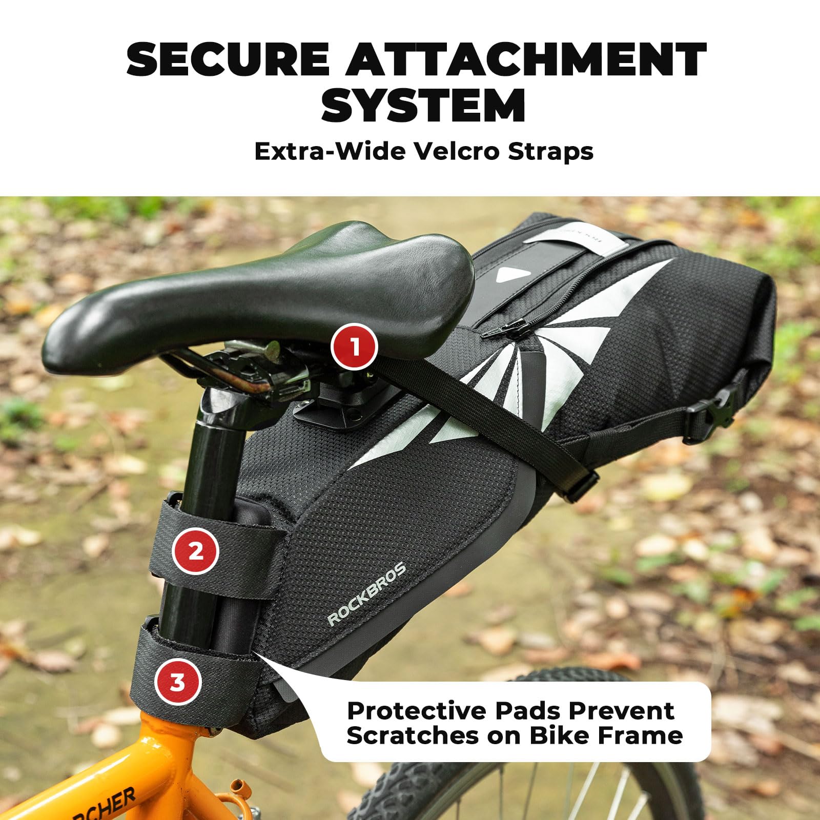 ROCKBROS Torba na siodełko rowerowe 8L, wodoodporna torba na siodełko rowerowe, odblaskowe tylne torby rowerowe do jazdy na rowerze Bikepacking MTB Mountain Bike