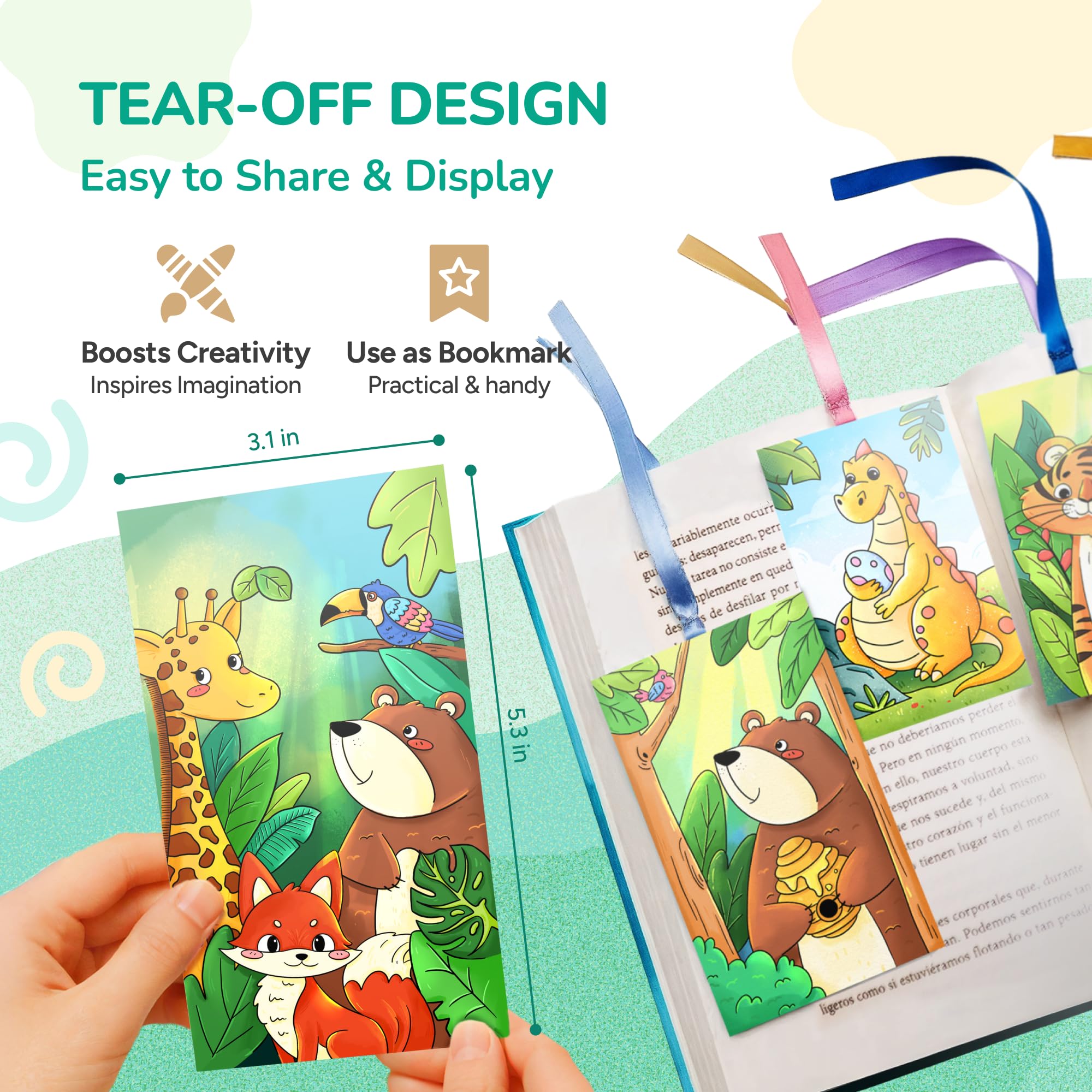 JoyCat Set da 2 Libri da Colorare con Acquerelli per Bambini, Set di Attività Creative e Artistiche, Kit Creativo da Viaggio e Casa, Regali per Ragazze e Ragazzi da 3 a 8 Anni (Verde Chiaro & Verde)