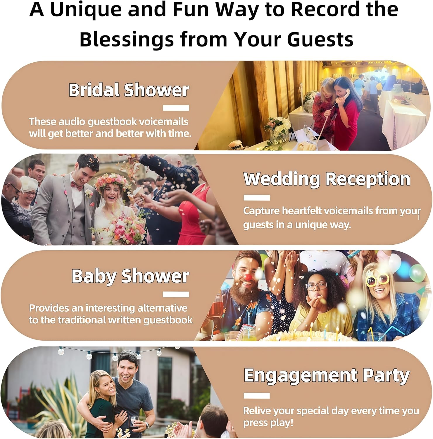 RetroVox Audio Guest Book Wedding Phone Guestbook Guest Audio Message Book, Vintage Style for Wedding Reception, Bridal Shower, Baby Shower（06 Sky Blue） - Image 3