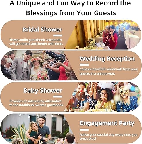 Miniatura 4 de RetroVox Libro de visitas de audio para teléfono de boda, fácil de usar y compromisos divertidos, aniversarios, baby showers, registro de