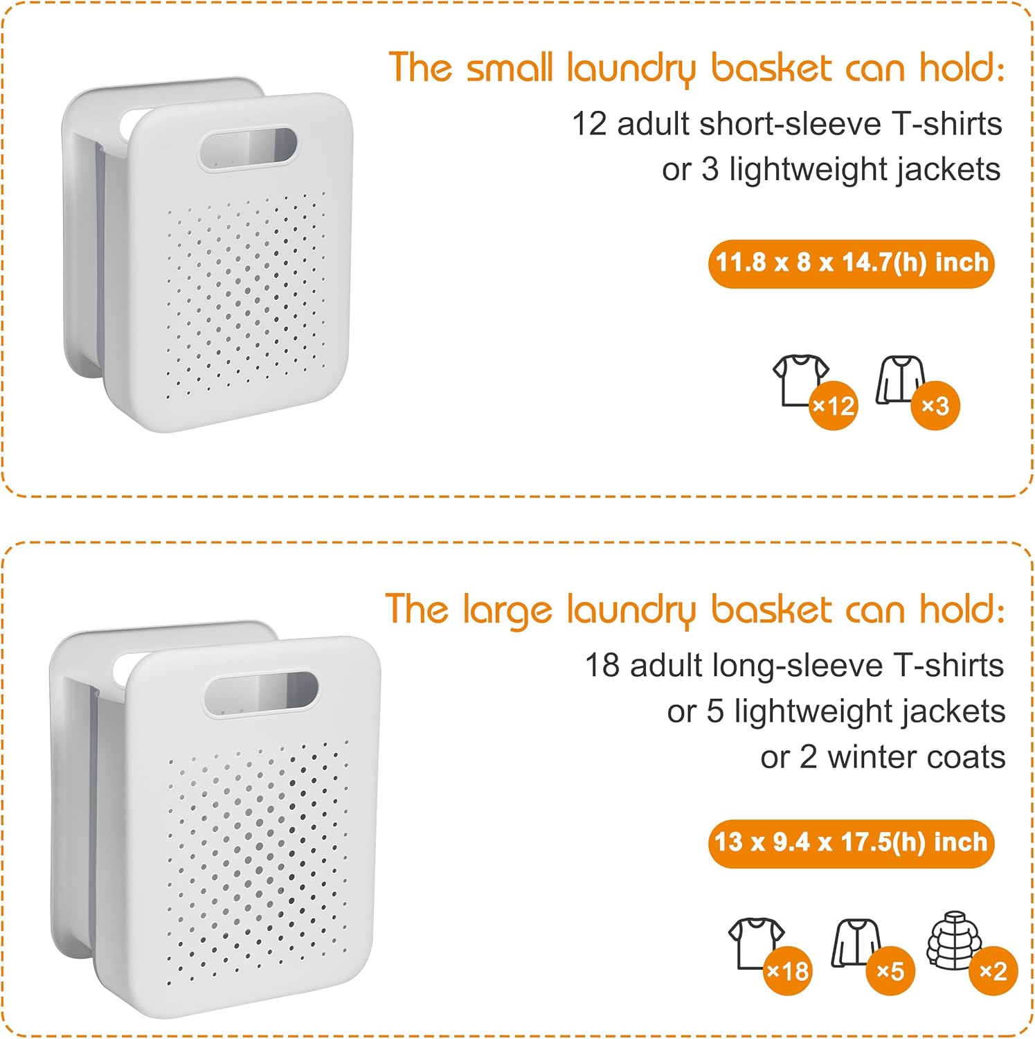 Large Collapsible Laundry Basket, Space-Saving Wall-Mounted Hamper Organizer for Home, Dorms, RVs, Measures 13" x 9.5" x 17.5" In