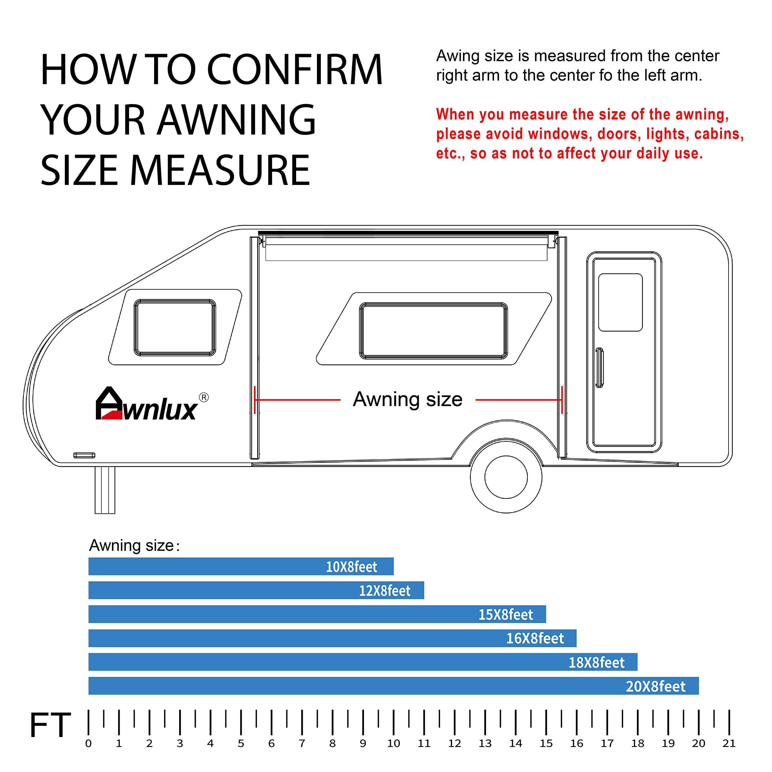 Buy Awnlux White Motorized Modular Retractable RV Awning Full Set