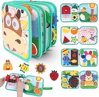 Cobelae Farm Busy Book for Toddlers 1-3, Felt Busy Board for 1 Year Old,