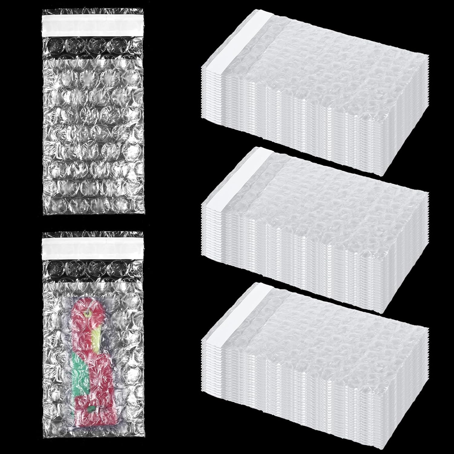 300Pcs Bubble Wrap Bags for Packing, 2 x 3.15 Inch Double Wall Plastic Bubble Wrap Sleeves Clear Self Sealing Bubbles Shipping Bags for Small Business Moving Shipping Packaging Storage