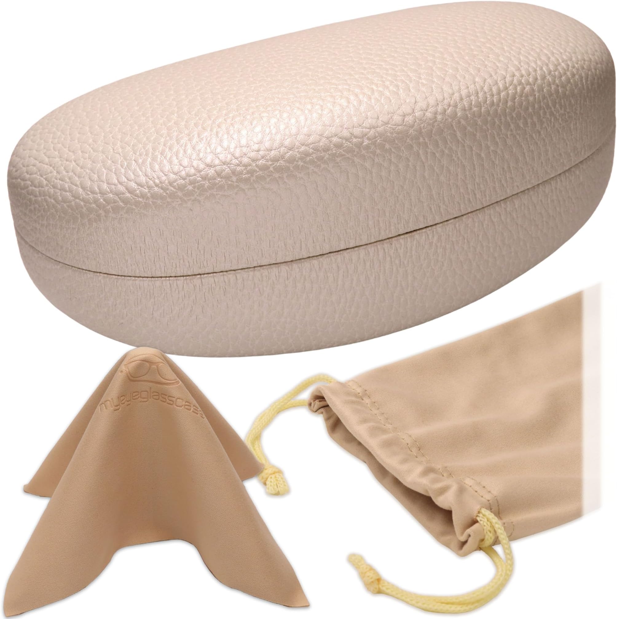 Large Hard Sunglasses Case | fits Large curved Sunglasses, with microfiber bag and cleaning cloth