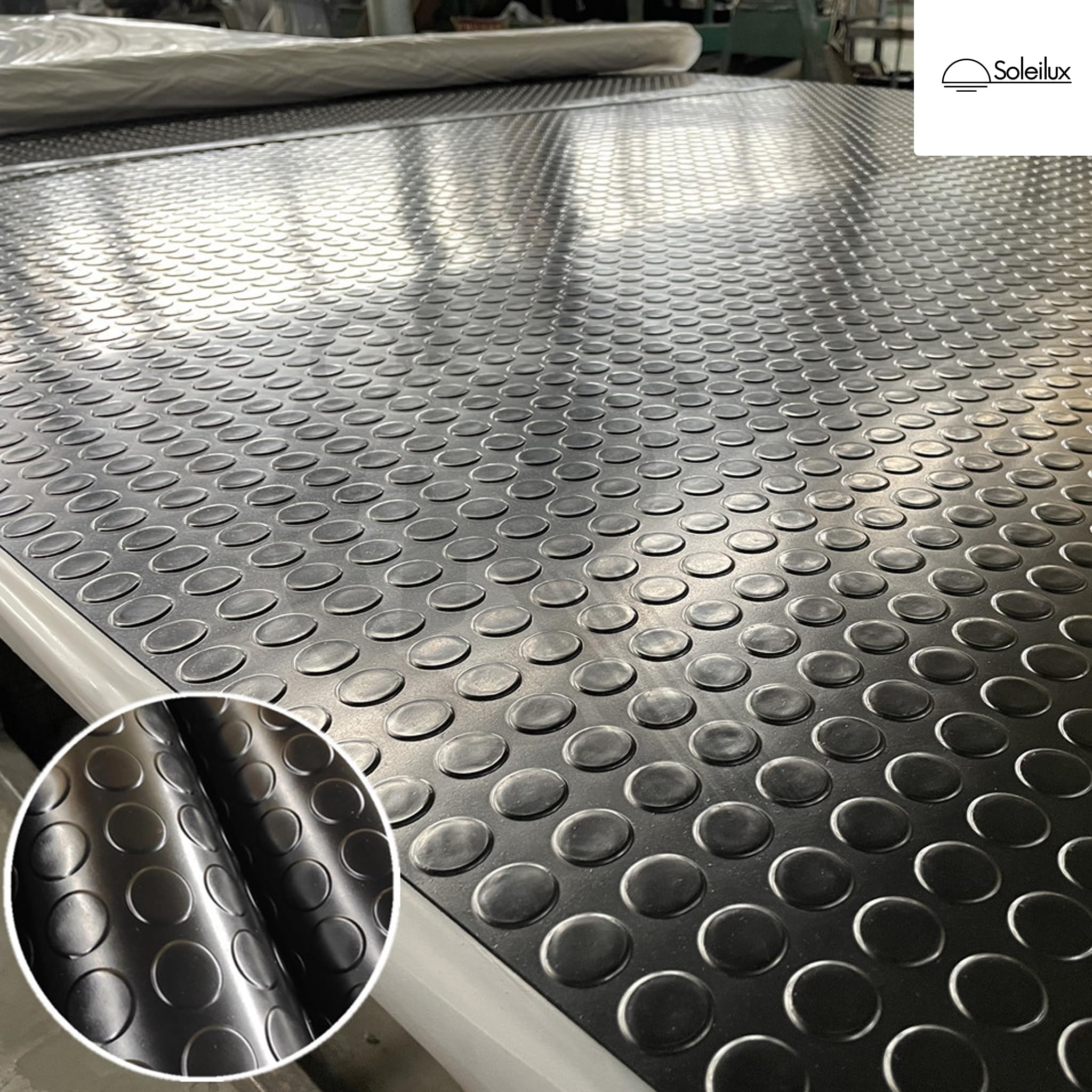 Pavimento PVC Antiscivolo per Garage e Officina – Copripavimento bollato in Rotolo 1mtx20mt, Tappeto Protettivo Industriale per Magazzino, Auto e Fai da Te GRIGIO CHIARO
