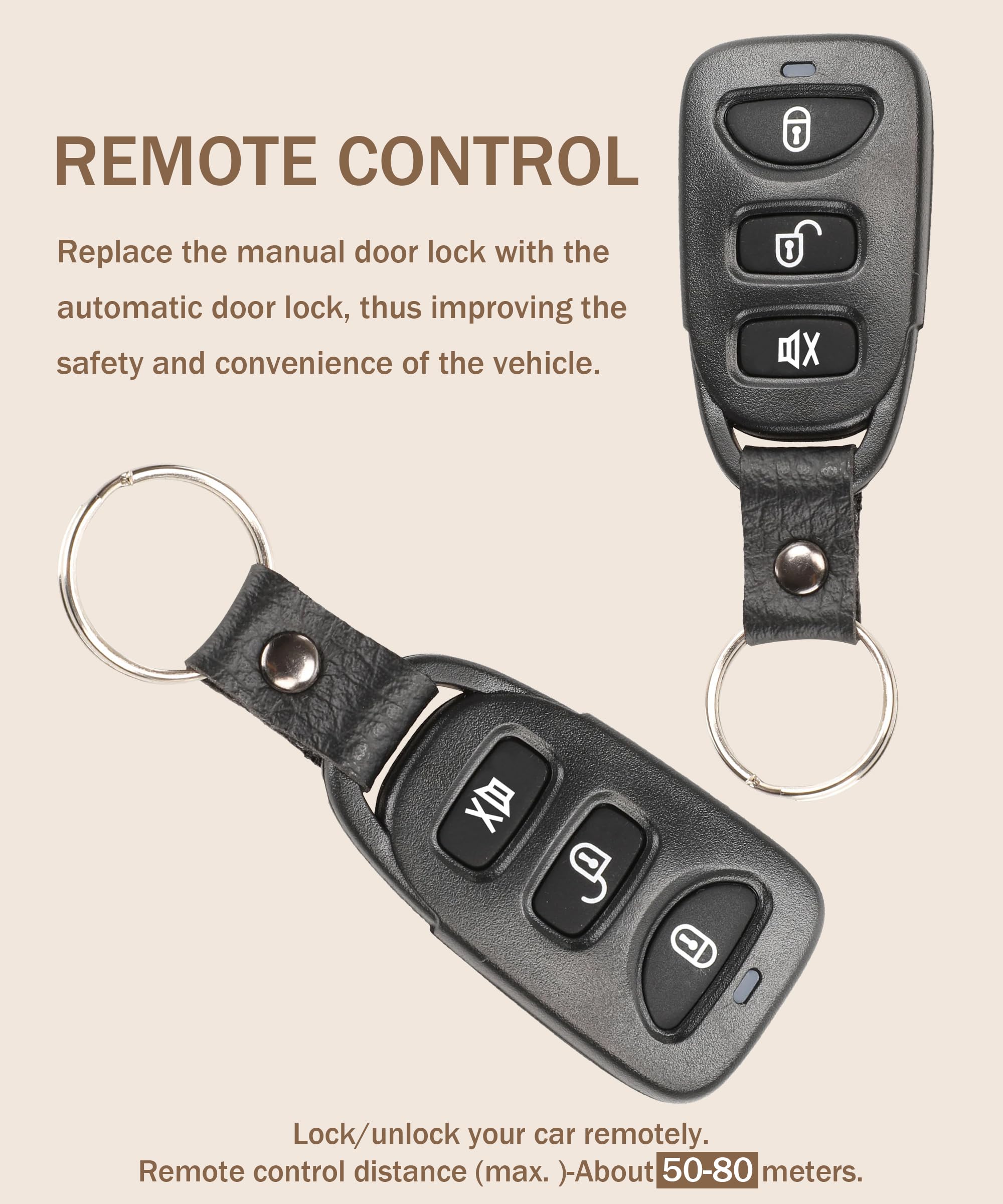 EVTSCAN Universal Car Keyless Entry System - 12V Remote Door Locks With 40m Range