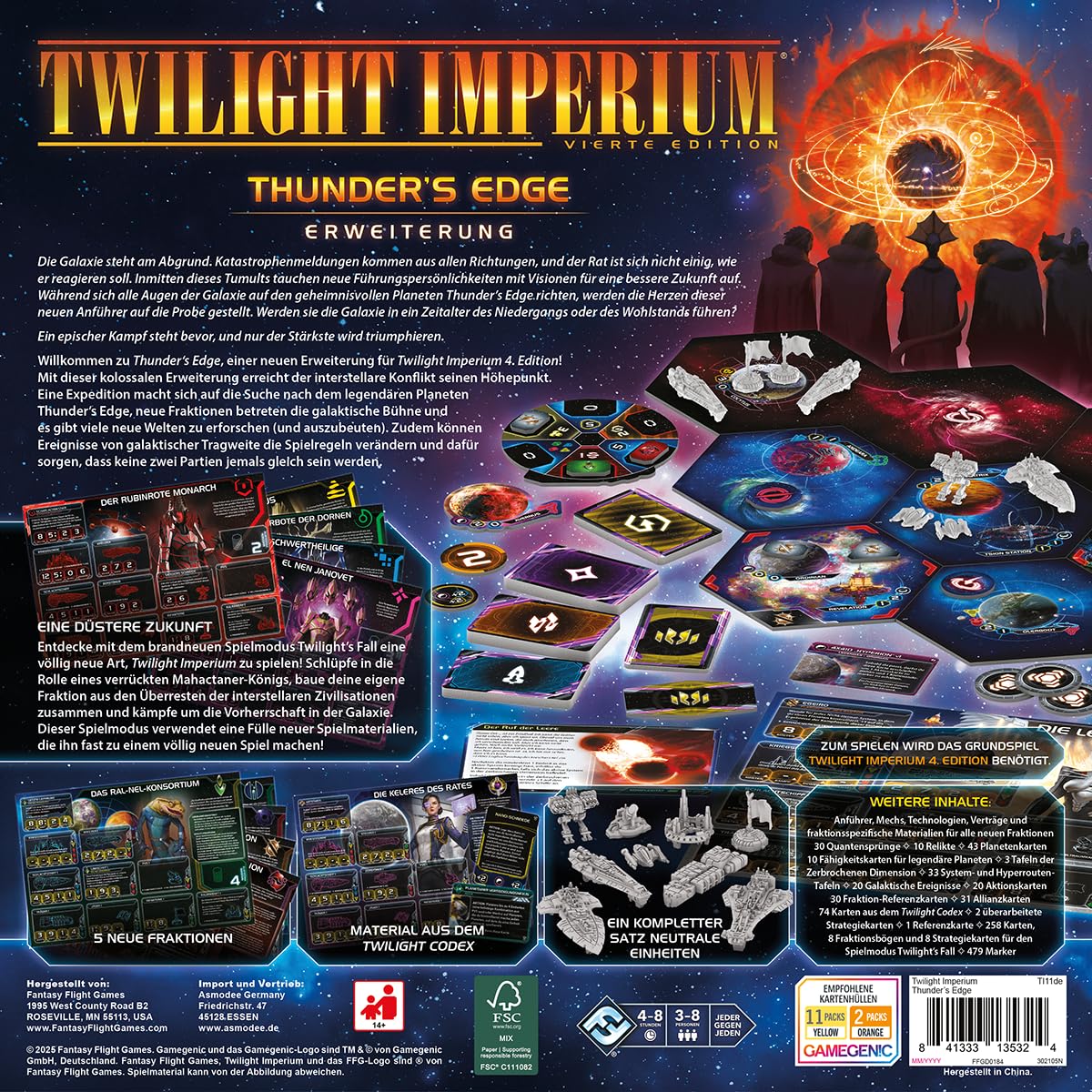 asmodee, Twilight Imperium 4a Edizione - Thunder's Edge, Espansione, Fantasy Flight Game, Gioco di esperti, 3-8 giocatori, 14+ anni, 240-480 minuti, Tedesco