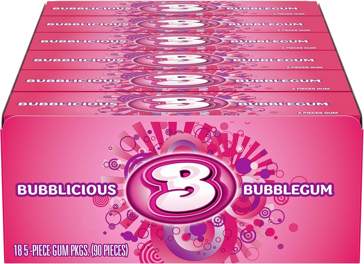 Bubblicious Bubble Gum, (Bubble Gum Flavor, 18 FiveCount Packs