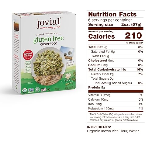 Miniatura 2 de Jovial Caserecce - Pasta sin gluten  Pasta de caserecce de arroz integral  Sin OMG  Bajo en carbohidratos  Kosher  Certificado orgánico USDA