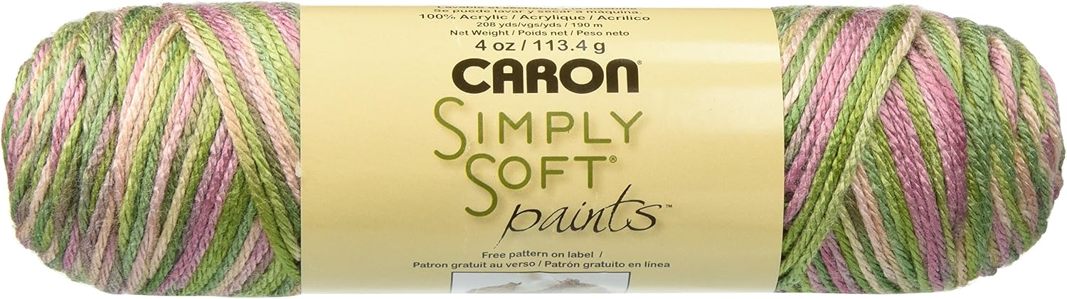 Caron Simply Soft Paints Yarn, 4 Ounces/208 Yards, Rose Garden, Single Ball