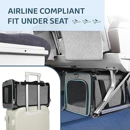 Miniatura 7 de Transportador de mascotas aprobado por aerolíneas para perros pequeños y gatos de menos de 15 libras  18 x 11 x 11 pulgadas, bolsa de viaje