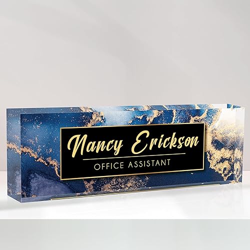 Placa de nombre de escritorio personalizada, placas de identificación acrílicas personalizadas para escritorio, accesorio de oficina para mujeres y