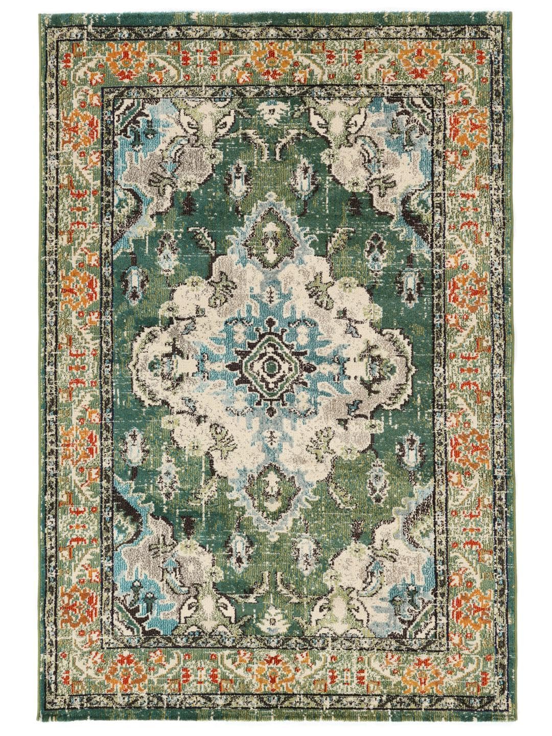 RugVista Leia, Tappeto, Vintage, 160 x 230 cm, Rettangolare, Pelo medio, Soggiorno, Sala da pranzo, Camera letto, Cucina, Lavabile solo a secco, Verde