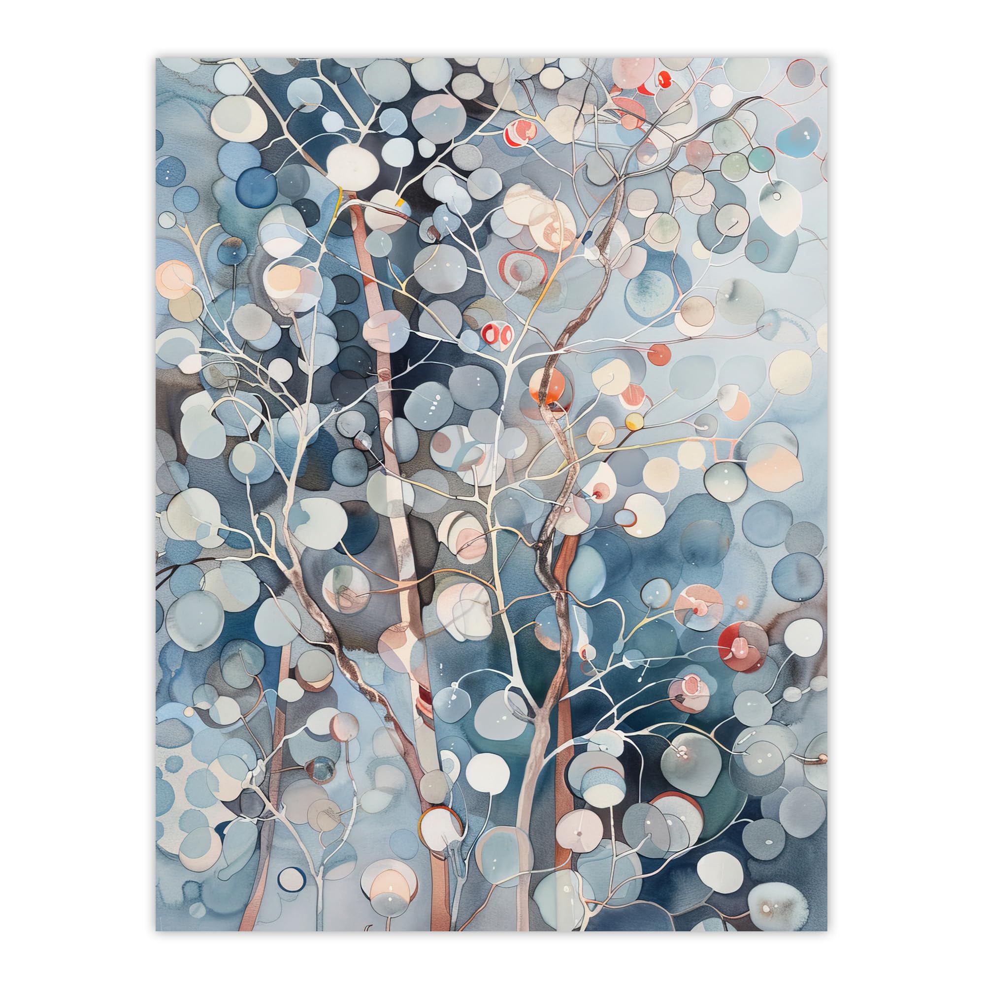 Artery8 Abstract Bubble Forest Trees Watercolour Painting Living Room Large Wall Art Poster Print Thick Paper 18X24 Inch
