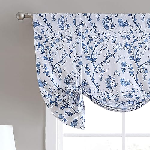 Vista 12 de Laura Ashley - Cenefa superior de algodón, elegante y ligero tratamiento de ventana para decoración del hogar (amarillo Cassidy, 86 x 15 pulgadas)