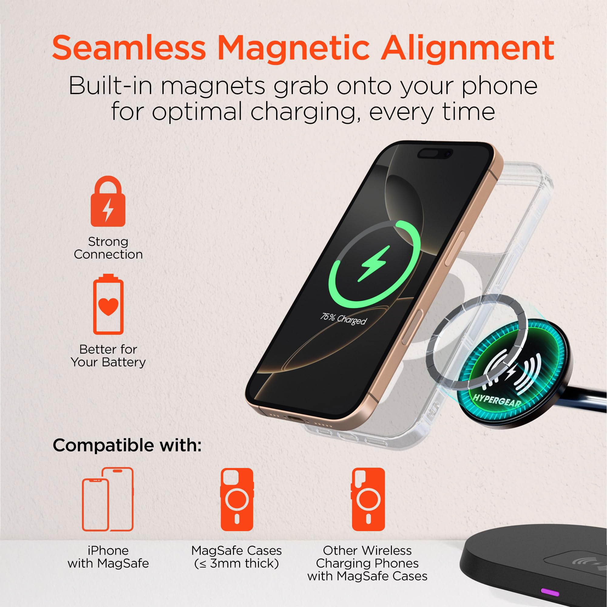 Magsafe - Supporto di ricarica wireless 3 in 1, stazione di ricarica da 15 W, con dock di ricarica veloce per iPhone, supporto magnetico per Apple Watch, tappetino di ricarica per AirPods