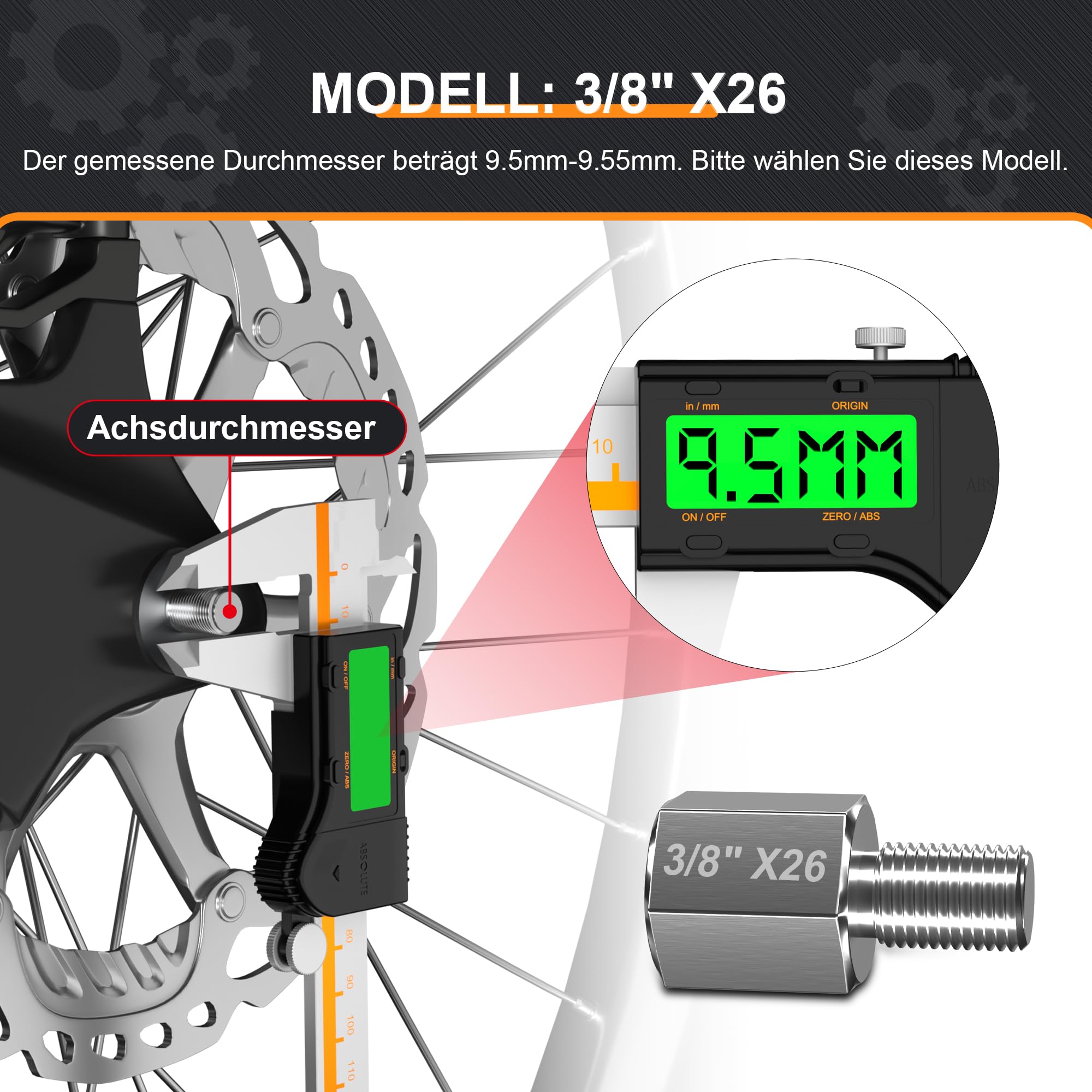 NICEDACK Adaptateur Universel Embrayage Remorque Vélo 3/8 X 26 - Argenté - Plus D'Espace Et Sécurité