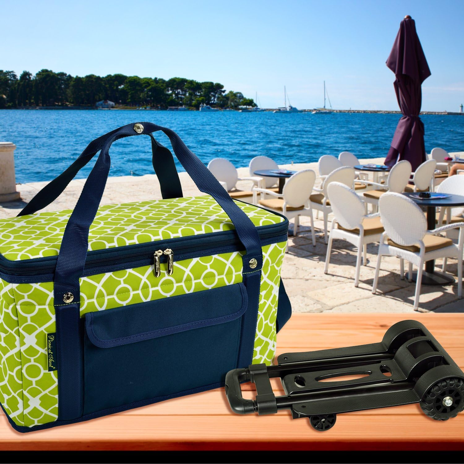 Picnic at Ascot Travel Cooler with Wheels- 64 Can Capacity- Collapsible Leakproof Cooler- Designed & Quality Approved in the USA