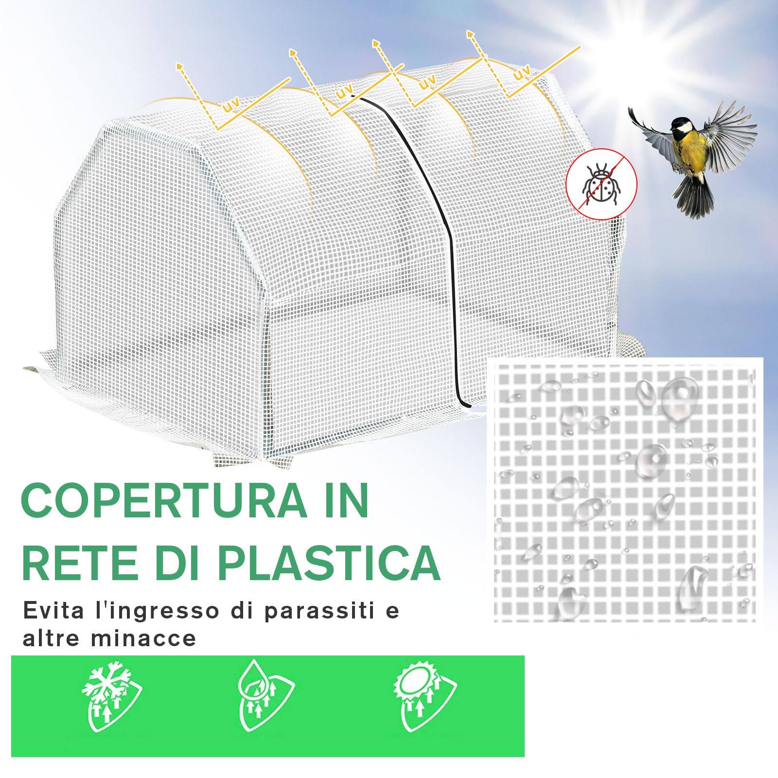 Outsunny Mini Serra da Giardino e Balcone in Plastica PE e Acciaio con Chiusura a Zip, 99x71x60 cm, Bianco Trasparente