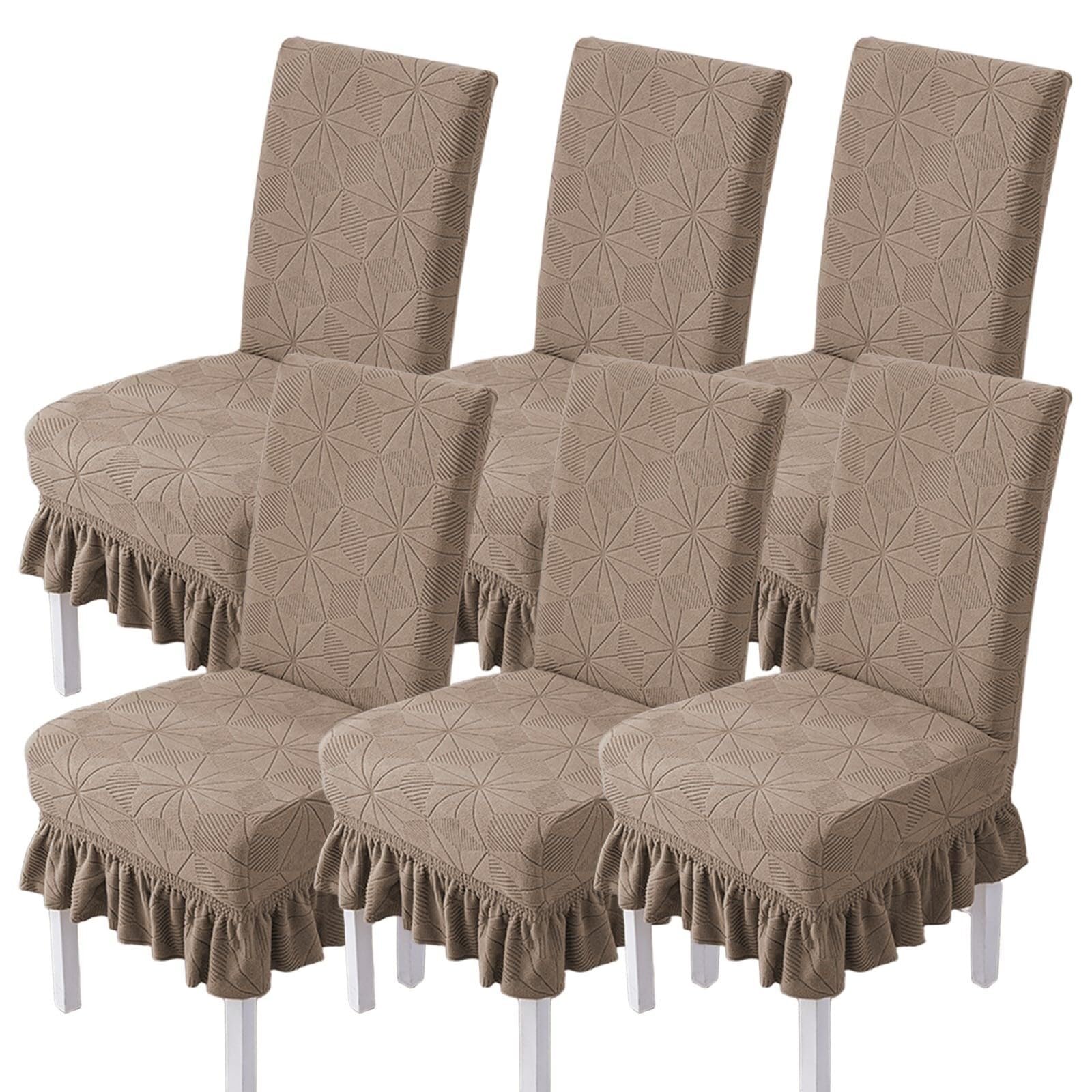 NMVAWIPT Jacquard Stretch Universal Dining Chair Covers With Skirt, Removable Washable Protectors For Home, Restaurant, Banquet(3#)