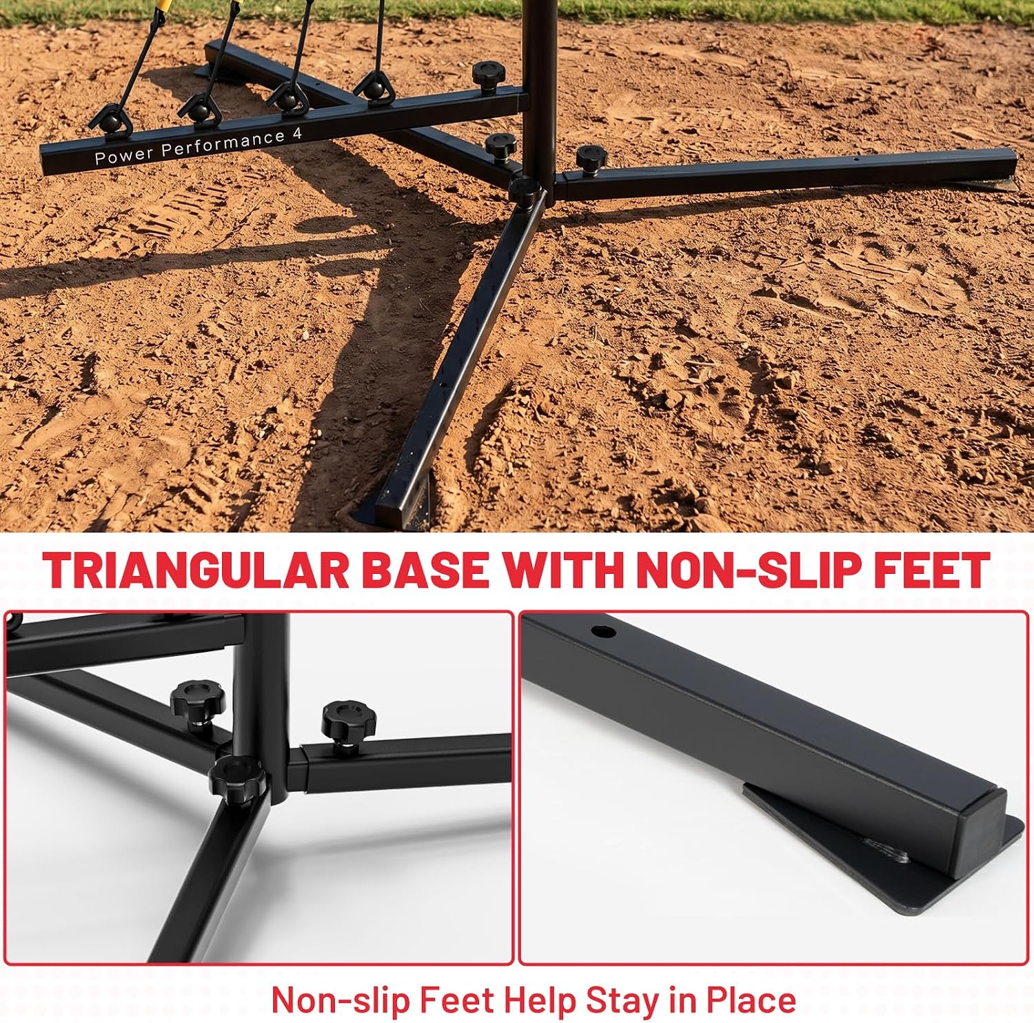 Baseball Swing Trainer, Adjustable Auto-Return Batting Aid | Tripod batting trainer with 4 elastic ropes, ground pegs and carry bag for solo baseball and softball hitting practice