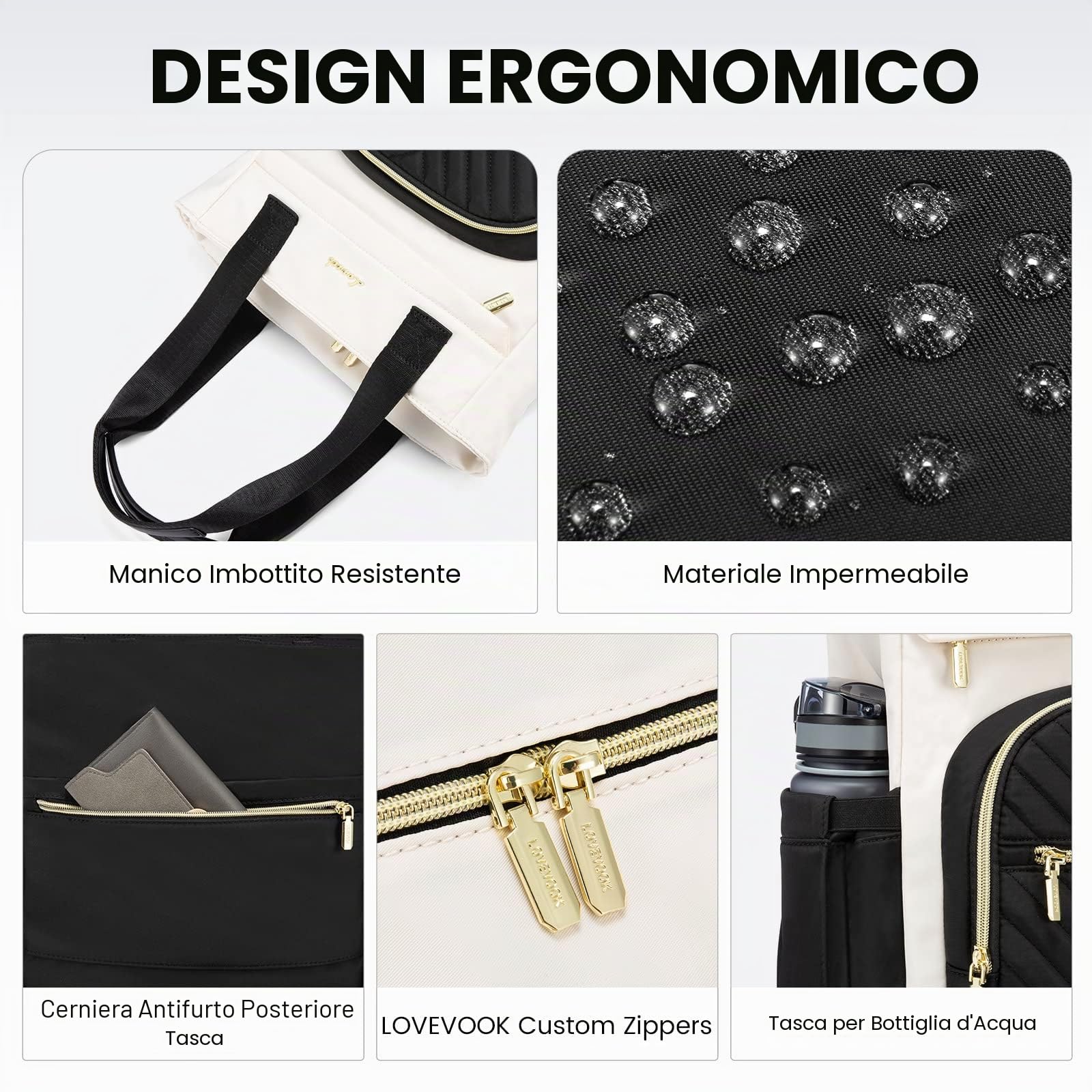 LOVEVOOK Zaino Donna, Zaino Porta PC Donna 17.3 Pollici Borsa Zainetto Donna Elegante 2 in 1 Zaino da Viaggio Zaini Scuola Superiore Media Moda Backpack per Università Ufficio Travel