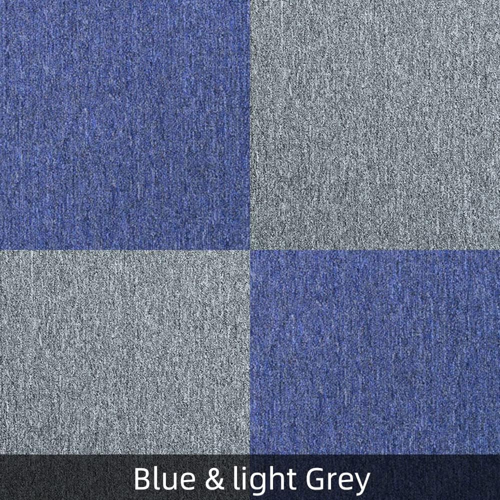 Lot de 20 carreaux de moquette lourds de 5 m² pour chambre à coucher, salon, bureau - Revêtement de sol résistant et antidérapant - Dos bitume (bleu)
