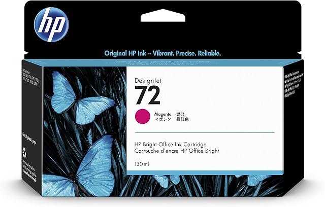 HP 72 C9372A Magenta 130-ml Genuine HP DesignJet Ink Cartridge with HP Ink, for T2300 eMFP, T1300, T1200, T1120, T1100, T1100 MFP, T795, T790, T770, T620, T610 & T600 Large Format Plotter Printers