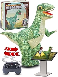 Wonka PREXTEX Remote Control Dinosaur - 35.5 Inch Green T-Rex with Roaring Sound - Remote for Forward, Backward, 360 Rotation - Inflates in 20 Seconds - Huge Dinosaur Remote Toy for Kids Ages 3+
