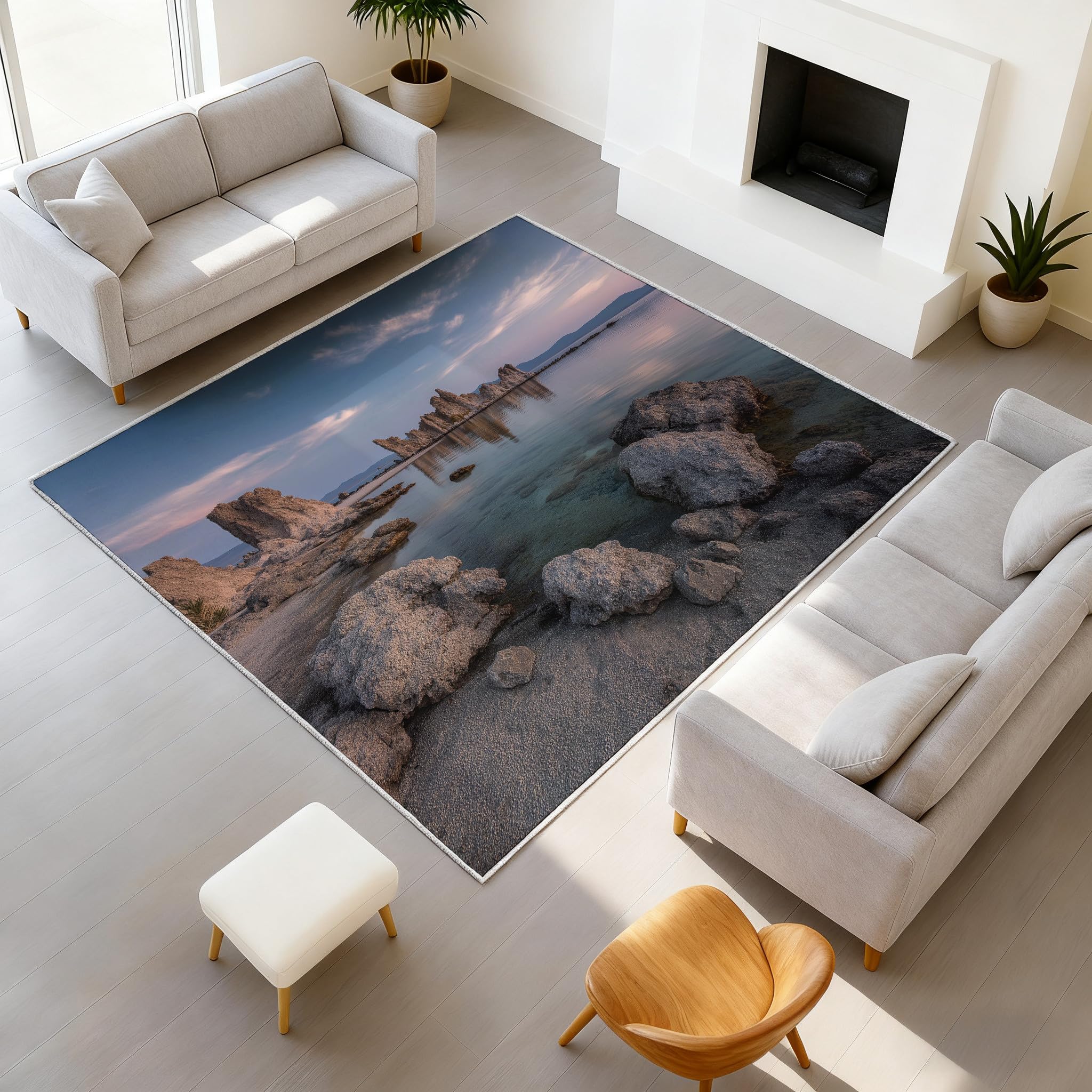 Genérico Dywan do salonu i sypialni, puszysty krótki włos antypoślizgowy dywan do salonu dla dzieci biuro wielokolorowe dywany bardzo duży 160 x 230 cm natura zachód słońca