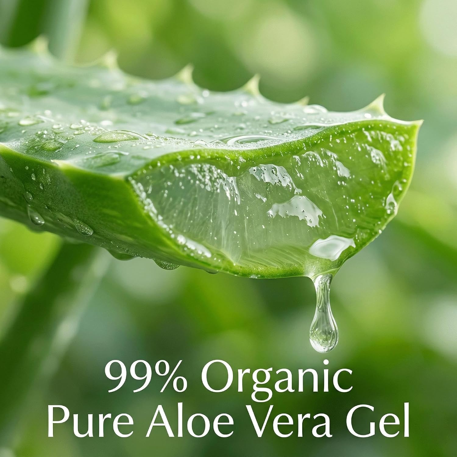 Organic Aloe Vera Gel 99% Pure Aloe, Works on Face, Body Hair Care, Ideal for After Suncare, Post Shave, Hydrating Moisturizing, Lightweight Non Sticky Formula, Family Pack Size, 16.9 fl oz, 500ml