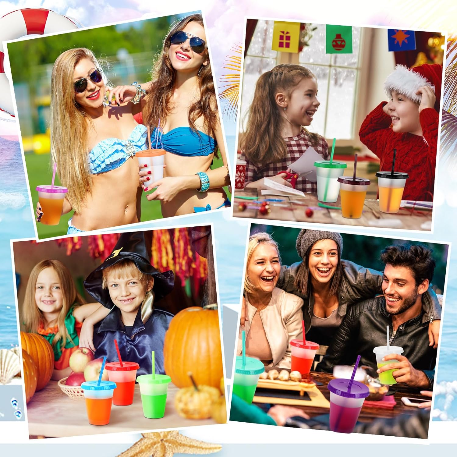 Sieral Cups with Straws and Lids Kids Tumbler with Straw Reusable Water Bottle Iced Coffee Travel Mug Adults Plastic Cups for Parties 16 oz(Lovely Colors,15 Pack) - Image 7